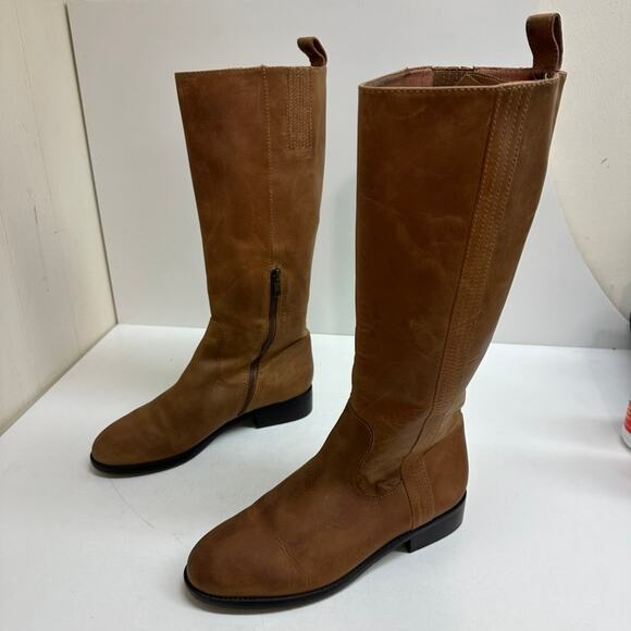 VERY GOOD Boden Knee High 14" Brown Leather Flexible riding boots 8 US / 39 EU - Picture 7 of 13